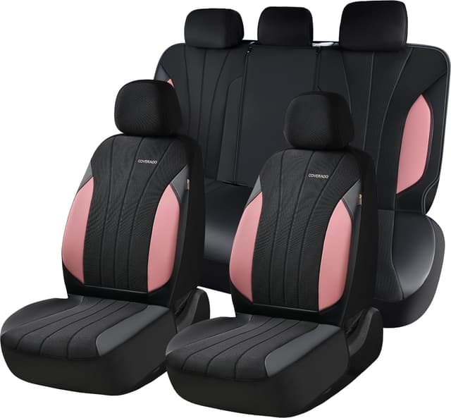 Detalle de Coverado 5-Seat Luxury Car Seat Covers (Full Set) in Pink