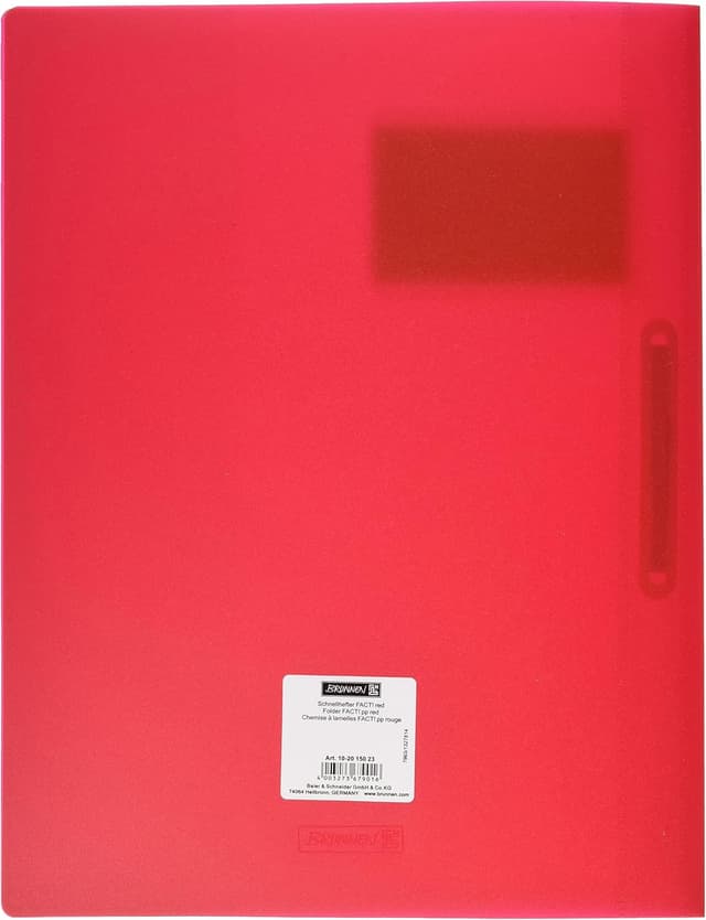 Detalle 2 de Brunnen 102015023 Schnellhefter FACT!pp für A4 in Rot (transluzentes PP) mit Namensschild und Einstecktasche