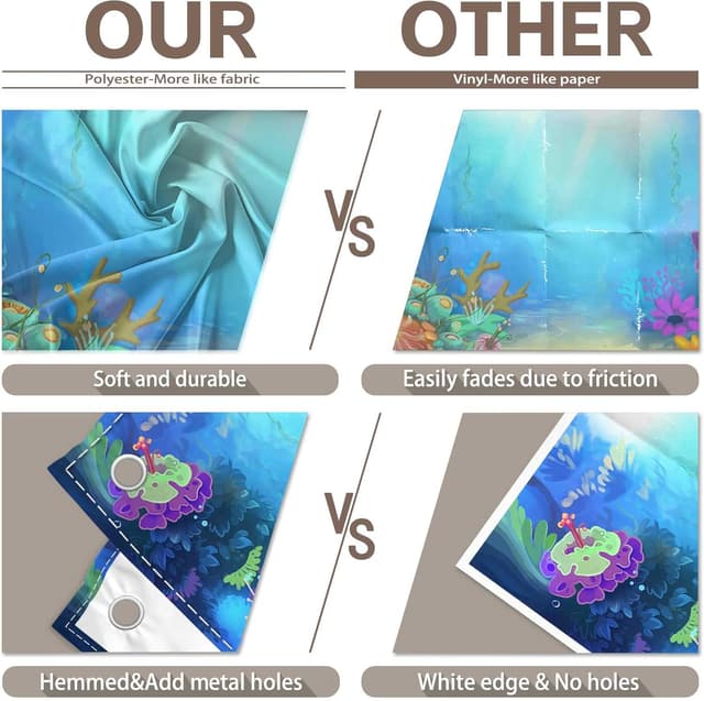 Detalle 1 de Luminora 7x5ft Summer Under The Sea Cartoon Ocean Backdrop for Princess Girl Birthday & Photo Props