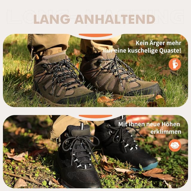 Detalle de Stepace Rund Schnürsenkel (2 Paar) – reißfest für Wanderschuhe, Arbeitsschuhe & Trekkingschuhe