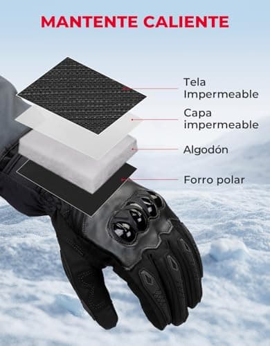 Detalle de KEMIMOTO Guanti moto invernali antivento con touchscreen