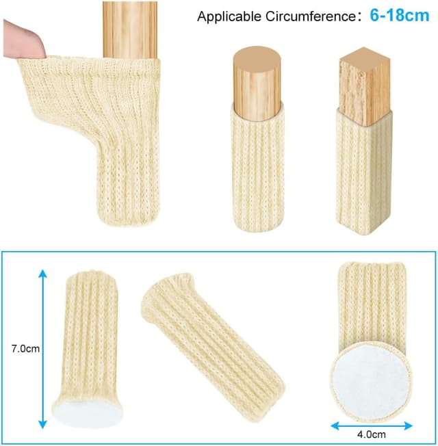 Detalle de OSDUE set da 24 calzini per sedie in maglia antiscivolo con protezione per gambe e pavimenti