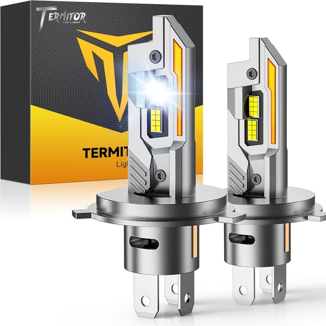 Detalle de Termitor Upgraded H4/9003/HB2 Fog Light Bulbs (50,000LM, 6500K) with Cooling Fan, IP68, Plug and Play — Pack of 2