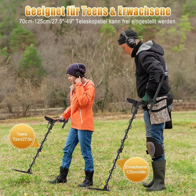 Thumbnail 6 de OMMO Type-C Metalldetektor für Erwachsene im Profi-Set (6 Modi, IP68 10'' Spule, 70–125 cm)