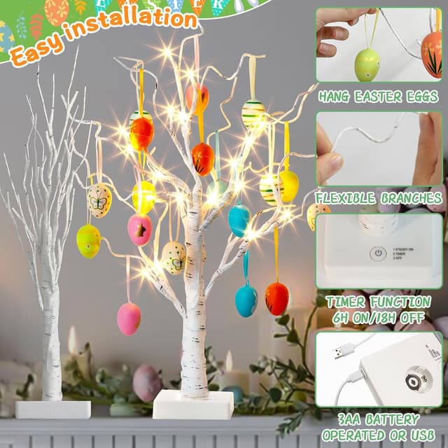 Thumbnail 6 de Eambrite Easter egg tree set of 2, 24 LEDs