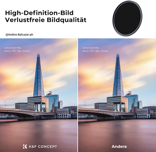 Detalle de K&F CONCEPT Nano-X ND1000 82 mm ND-Filter