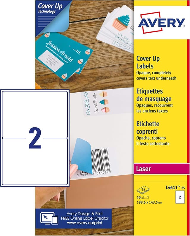 Detalle de Avery L4611-25 etichette carta bianca coprente