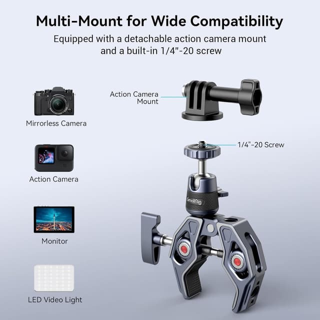 Detalle 2 de SmallRig Super Clamp with Ballhead (4102) – camera mount clamp with quick release adapter