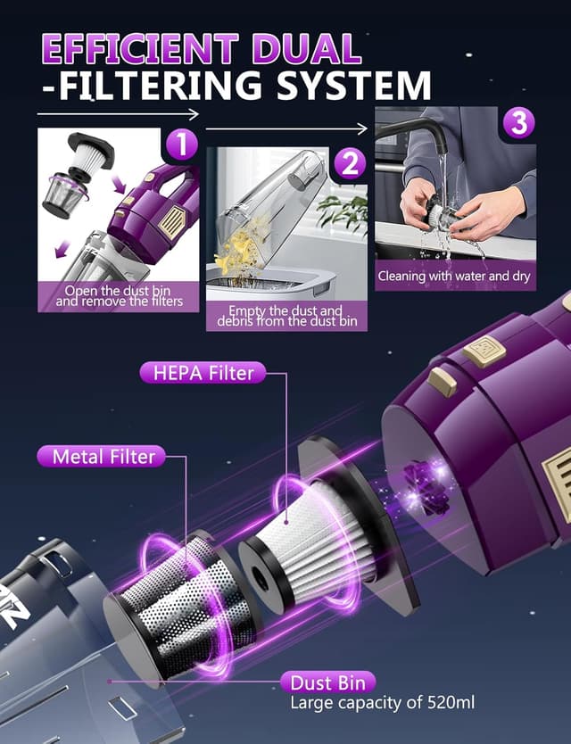 Thumbnail 5 de ZJZJ Handheld Vacuum 15000PA Powerful Suction