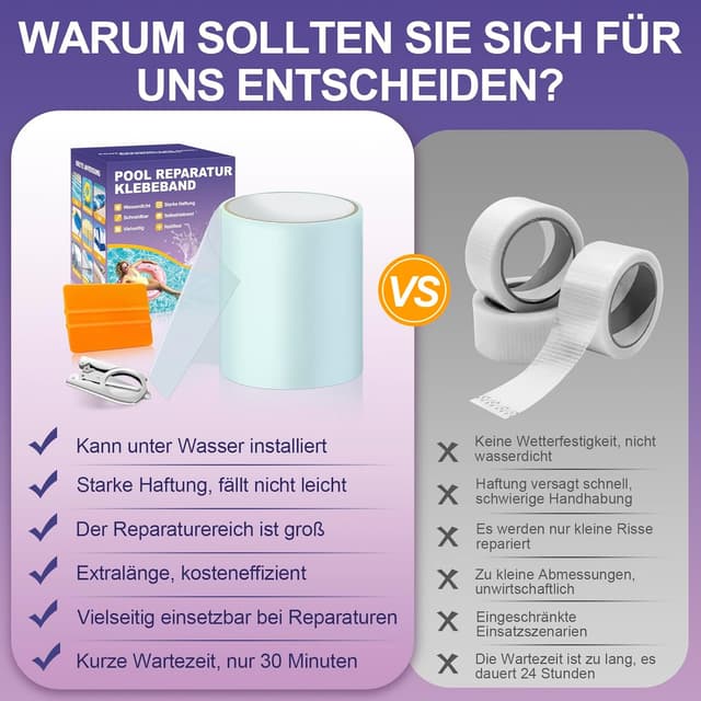 Detalle 2 de Kit de réparation Edonkvi pour piscine liner et PVC : rustine sous l’eau 10 cm x 300 cm
