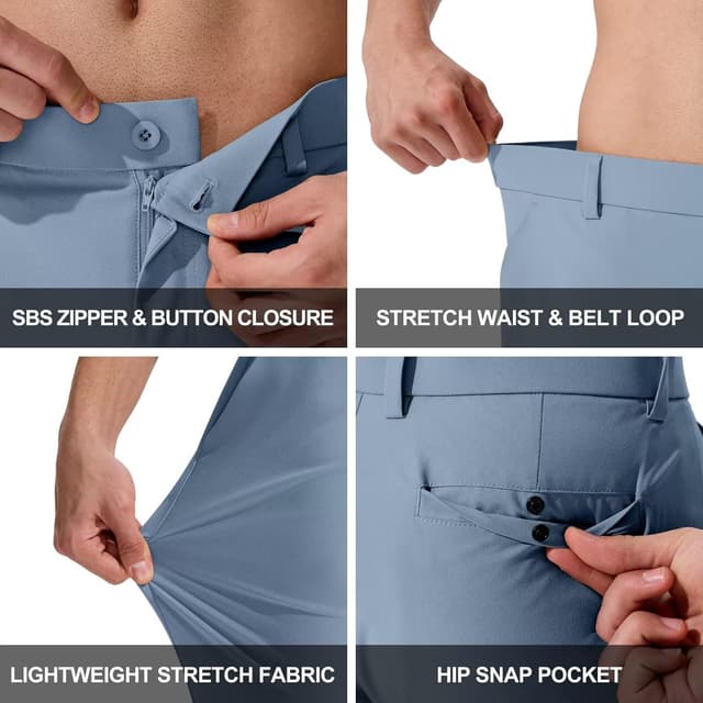 Detalle de QPNGRP Men’s Golf Pants (30/32/34" Inseam) Lightweight Stretch Quick-Dry Work Dress Pants
