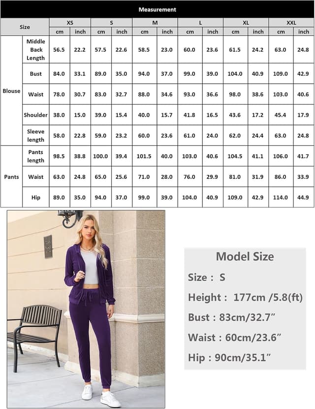 Thumbnail 5 de Aottori Women Velour Tracksuit Set 2‑Piece