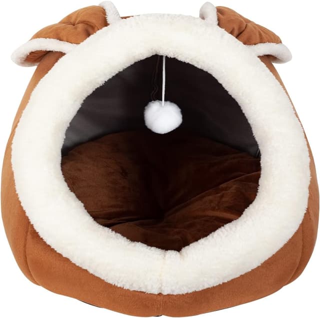 Detalle de Pinkgarden Cat Bed Indoor Cat House Tent Cave with Removable Washable Cushioned Pillow (Brown)