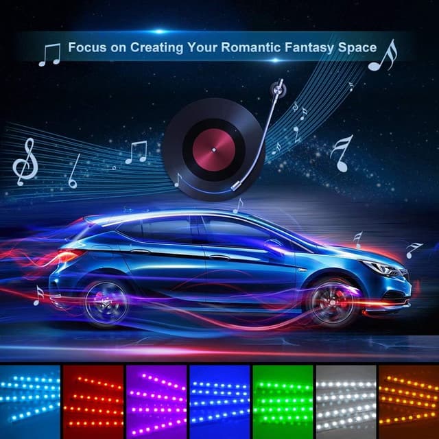 Detalle 2 de LETRADE 4 in 1 Interior Car LED Light Strip (RGB) with Music & Remote Control