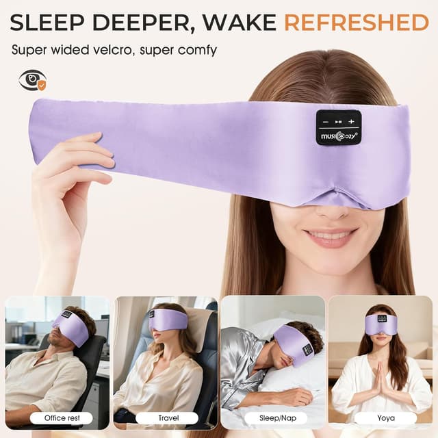 Thumbnail 6 de MUSICOZY Silk Sleep Mask Headphones – 100% Mulberry Silk blackout 3D sleep mask with Bluetooth (up to 14H)