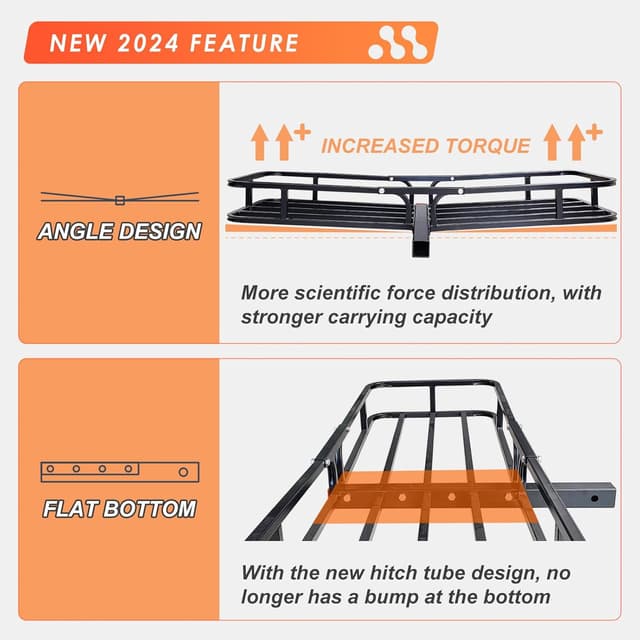 Detalle de MeeFar Hitch Mount Cargo Carrier Basket with Waterproof Bag, Cargo Net, Straps & Hitch Stabilizer (2" Receiver, 500 Lbs Capacity)