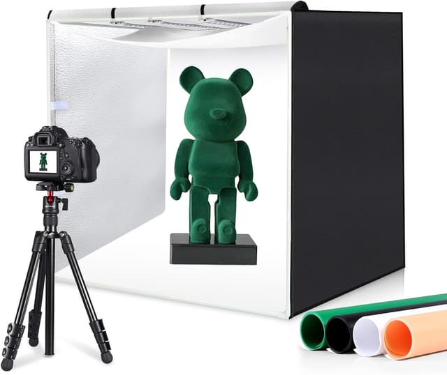 Detalle de PULUZ Fotobox 80x80 cm (32 Zoll) mit dimmbaren LED-Lichtleisten, 234 LEDs und 4 PVC-Hintergründen