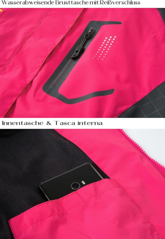 Detalle 1 de DCmount Regenjacke Damen – wasserdichte, winddichte Übergangsjacke mit Kapuze