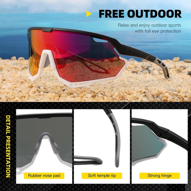 Detalle de SINSPORT eyewear Occhiali sportivi con protezione UV400 per guida, ciclismo e corsa