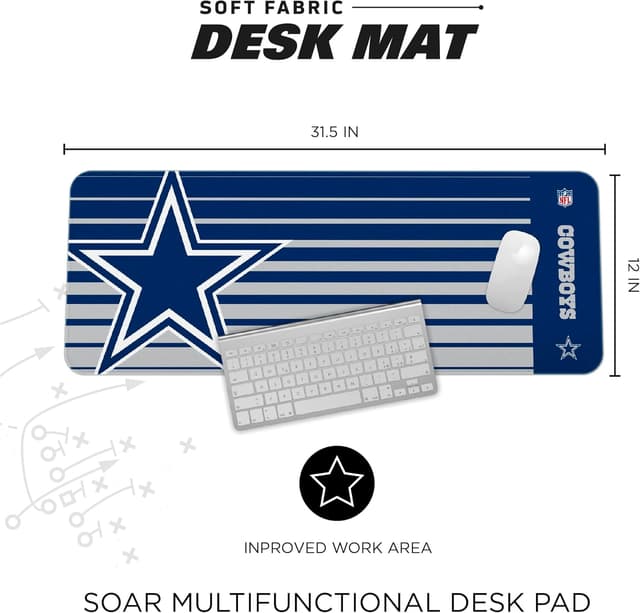 Detalle de SOAR NFL Unisex Multifunctional Desk Mat (31.5"x12") with Non-Slip Rubber Backer