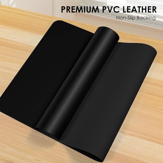 Detalle 2 de Vicwe Schreibtischunterlage aus PU-Leder, 120 x 60 cm – rutschfestes Office-Mauspad & Laptop-Unterlage (Schwarz)