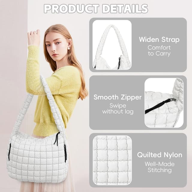 Detalle de Bagtopia Puffer Tote Bag (Large Quilted Puffer Tote)