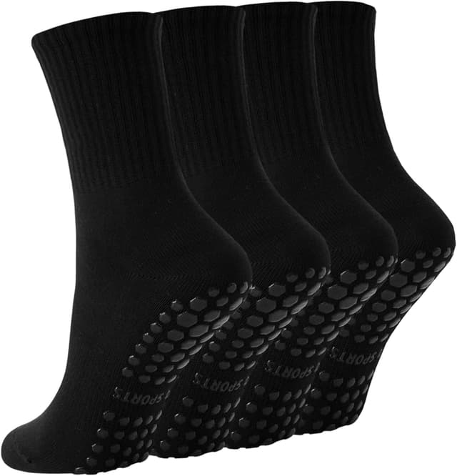 Detalle de Yikki 4 Pairs Pilates Grip Socks for Women – Non-slip Silicone Grips (One Size)