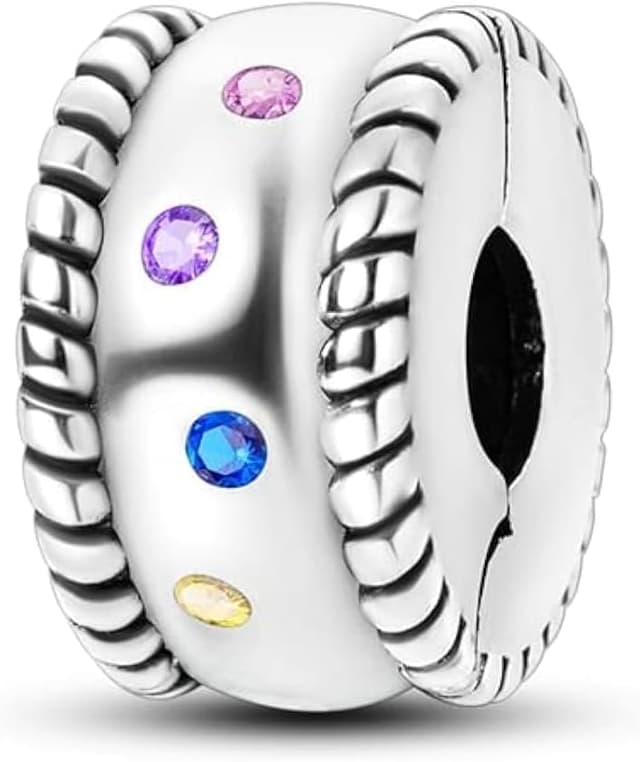 Detalle 2 de TINSLO Charm Anhänger aus 925er Sterling Silber mit Zirkonia – kompatibel mit europäischen Armband- & Ketten-Charm-Systemen