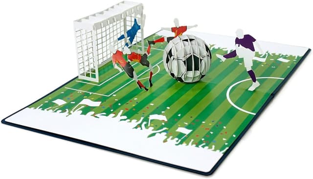 Detalle 2 de CUTPOPUP Football Soccer – Carte de fête des pères pop-up pour homme (15 x 20 cm) + note séparée