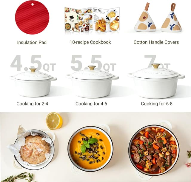 Thumbnail 6 de OVERMONT Bräter aus emailliertem Gusseisen (26 cm) – Schmortopf mit Deckel, Backofentauglich & Kochbuch