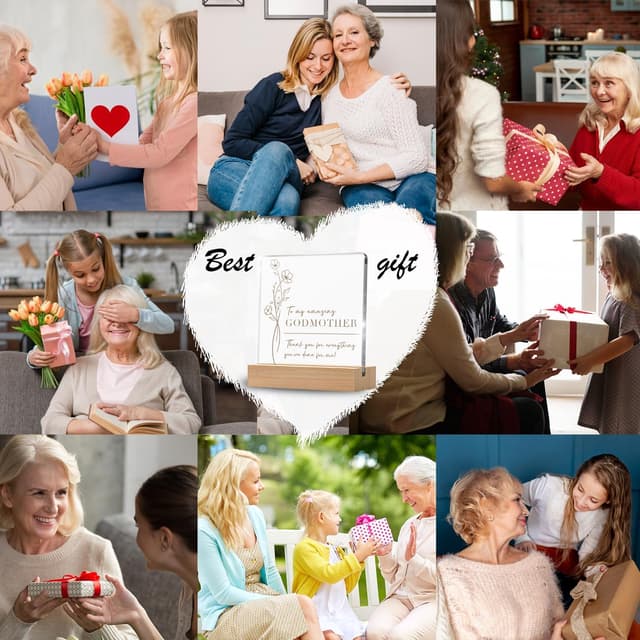 Thumbnail 3 de Godmother Gifts Thank You Plaque wooden stand