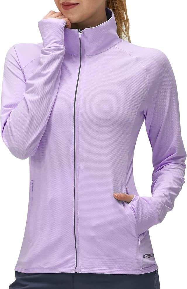 Detalle de KPSUN Women’s UPF 50+ Long Sleeve UV Sun Protection Zip Hiking Shirt Jacket