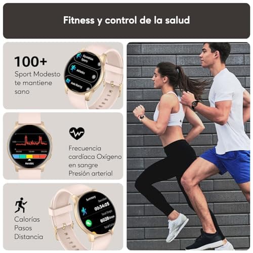 Detalle de AcclaFit AcclaFit Reloj Inteligente para Hombre y Mujer con llamadas Bluetooth y pantalla redonda de 1,38”