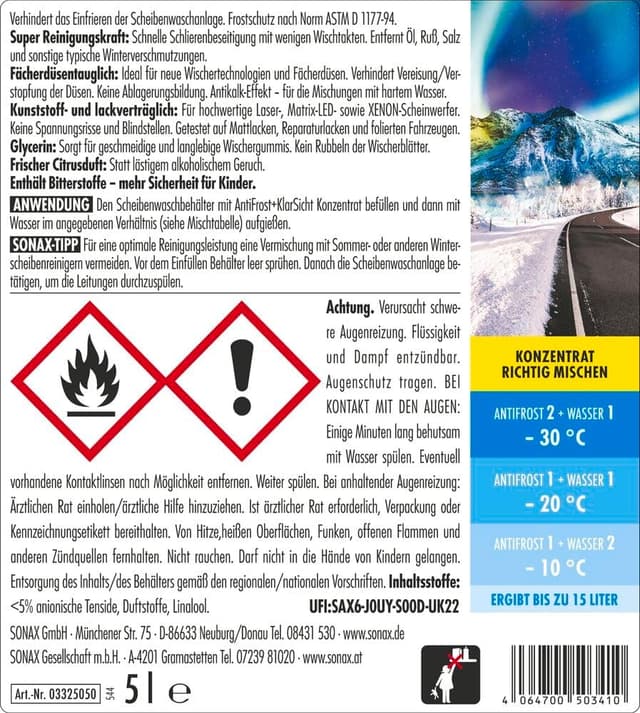 Detalle 2 de SONAX AntiFrost+KlarSicht Konzentrat 5 L