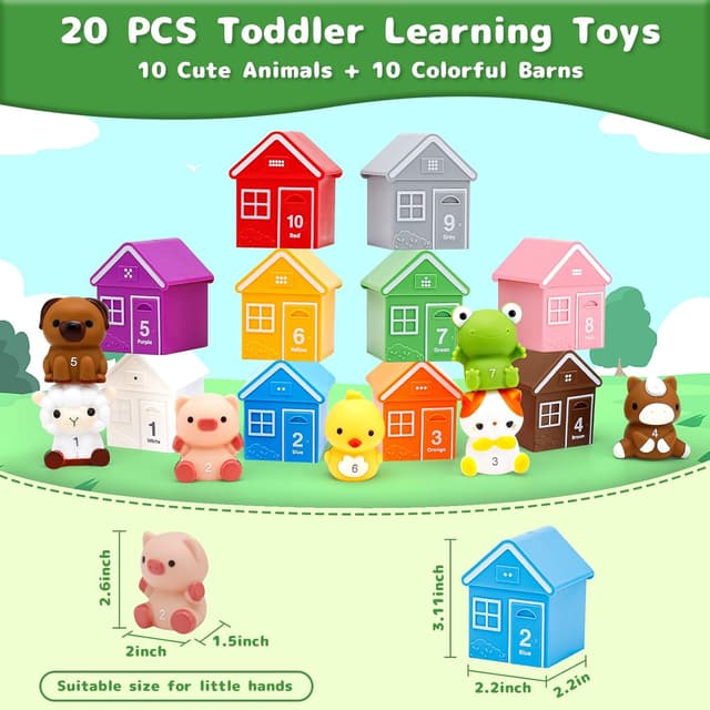 Thumbnail 6 de HappyGoLucky toddler farm animal toys for ages 1–4