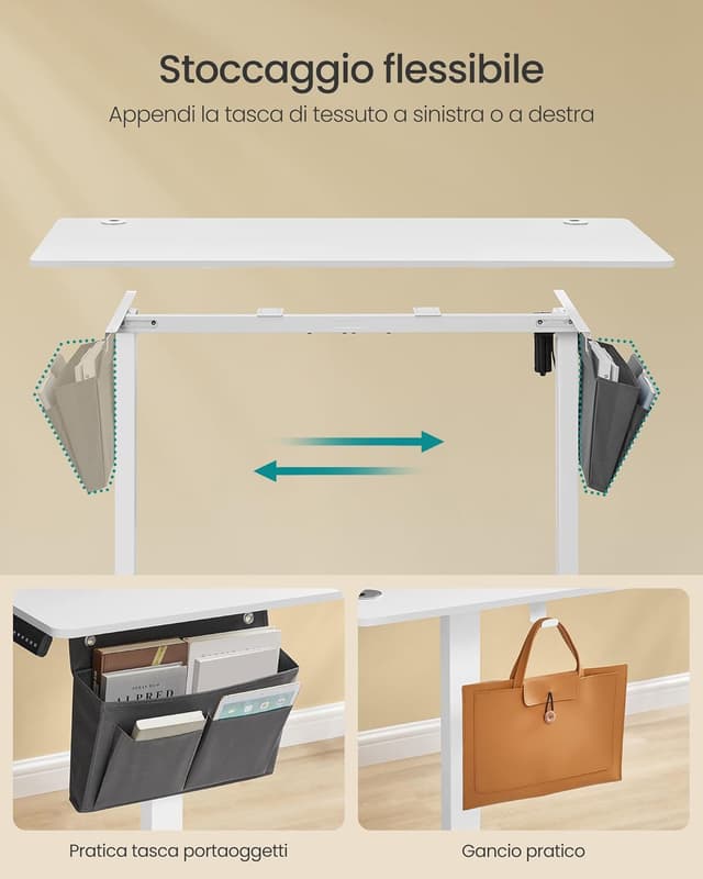 Detalle de SONGMICS Scrivania elettrica regolabile 72-120