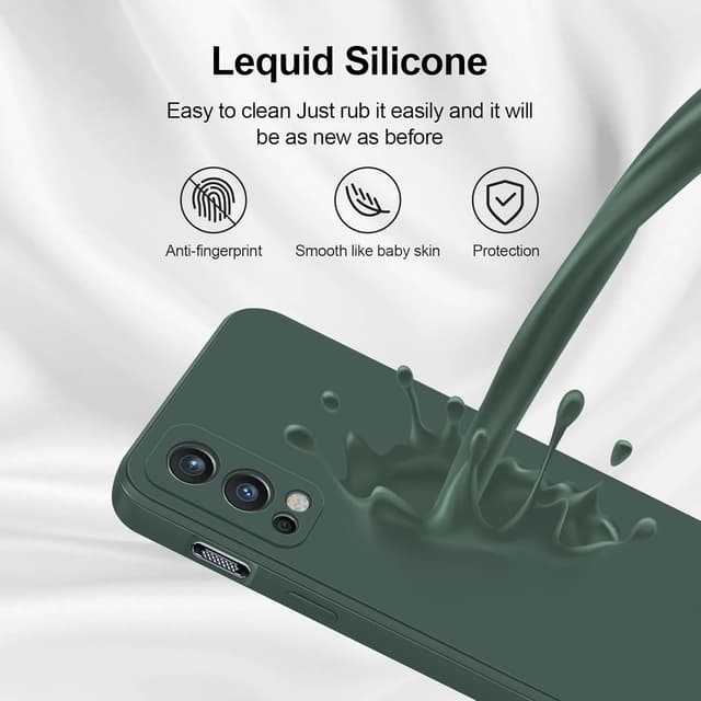 Detalle 2 de GiiYoon Hülle für OnePlus Nord 2 – Liquid-Silicone Case mit Rundumschutz (grün)