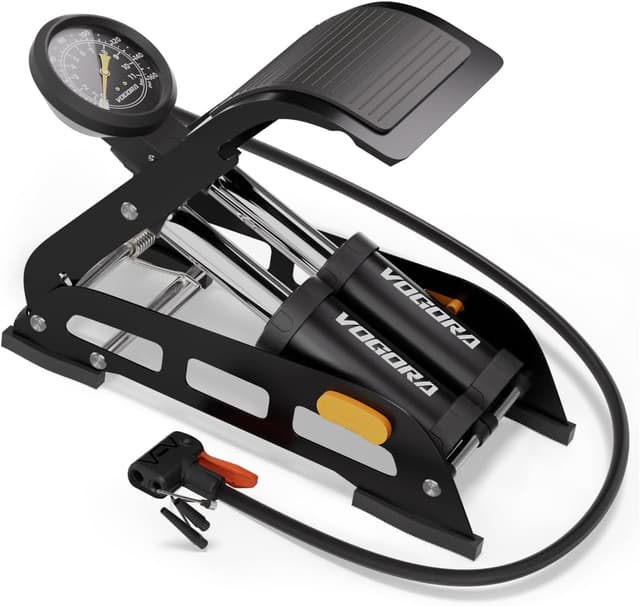 Detalle de VOGORA Bike Foot Pump Double Barrel with Schrader & Presta Valves and 160PSI Gauge