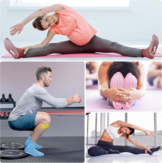 Detalle 2 de TENQUAN Yoga Socken mit rutschfestem Griffmuster (2 oder 4 Paar) für Damen & Herren, Unisex 35–46