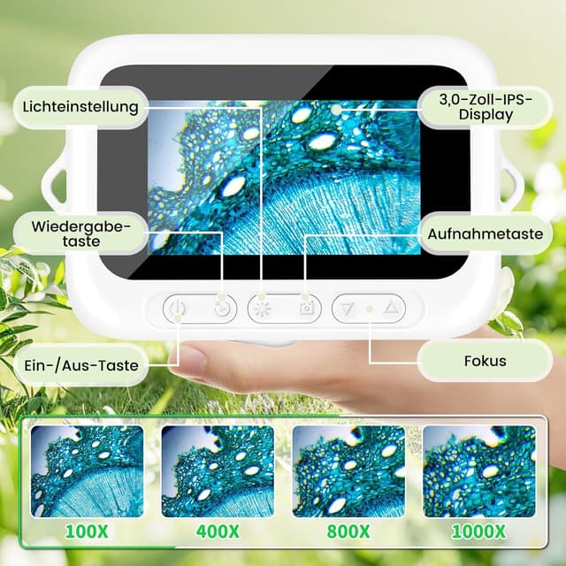Detalle 1 de Mikroskop für Kinder 1000x mit 3,0 Zoll