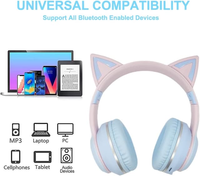 Thumbnail 4 de Usoun Kids Headphones Cat Ear LED Bluetooth