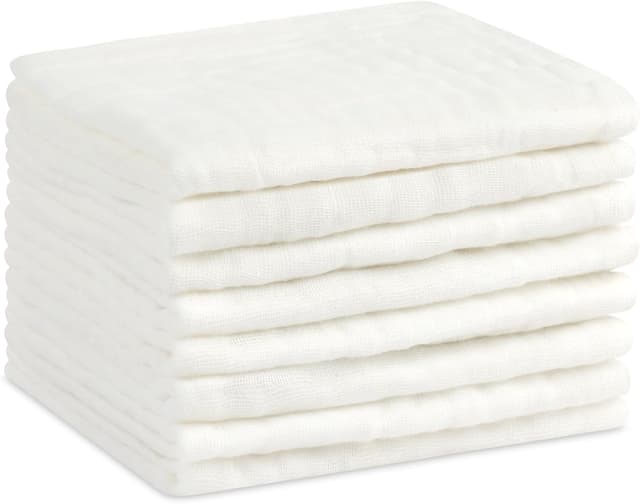 Detalle de Aolso Mussole Neonato in cotone 8 asciugamani 30x30 cm bianco