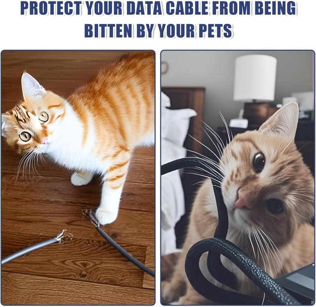 Detalle de Flintronic 10ft x 1 inch Cord Protector cable loom sleeve for tidy, chew-resistant cord management