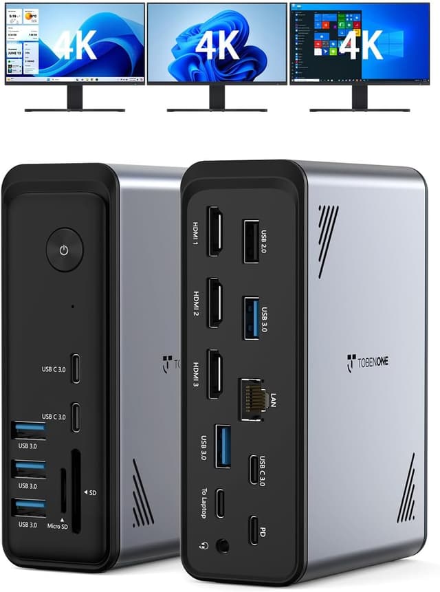 Imagen de TobenONE 18-in-1 laptop docking station 3 monitors en OfertitasTOP