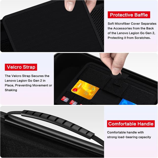 Detalle de ivoler Carrying Case for Lenovo Legion Go Gen 2 – hard EVA shell messenger bag with soft lining (black)