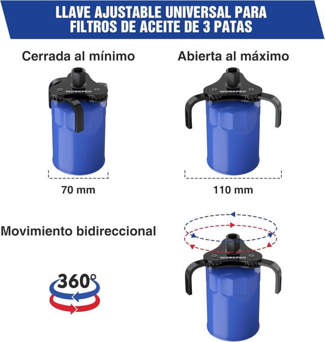 Thumbnail 2 de WORKPRO Llave de filtro de aceite 70–110 mm