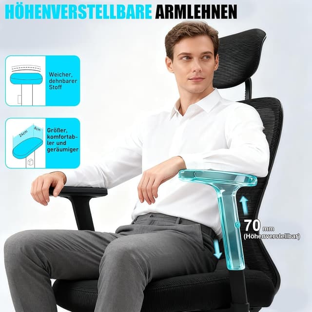 Thumbnail 5 de Milacyee Bürostuhl Ergonomisch, 150 kg Belastbarkeit