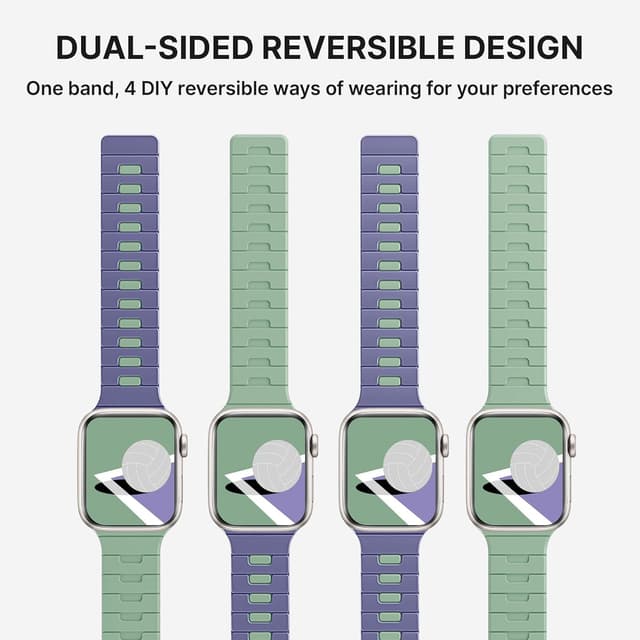 Detalle de Bandletic Double Magnetic Strap for Apple Watch (Soft Reversible Silicone, N56 Magnet) – 38–49mm