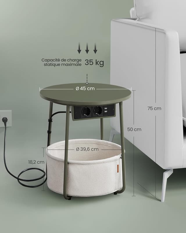 Thumbnail 2 de VASAGLE LET228C05 Table basse ronde 45 cm