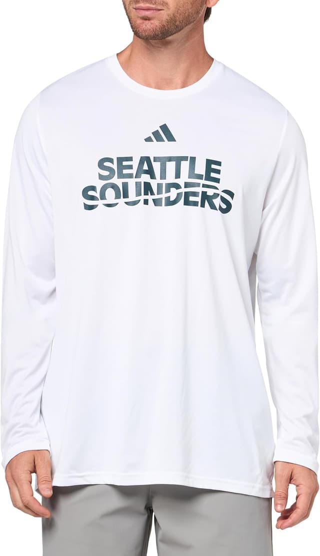 Detalle de adidas Men’s Seattle Sounders FC Pre-Game Long Sleeve T-Shirt (Official MLS Licensed)